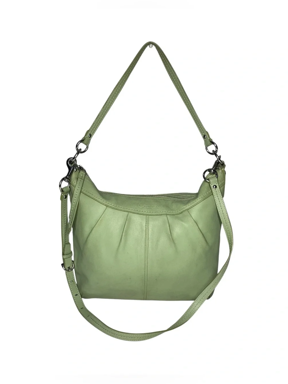Coach Soho Ashley Hobo Shoulder Pleated Leather Bag Purse Handbag Mint Green